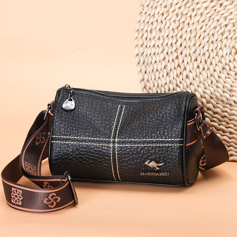 Free Shipping New Designer Bag For 2025 Cross-border Women's Bag Luxury Wallet And Retro Soft Leather Wide Strap Casual Fashion Commuter Shoulder