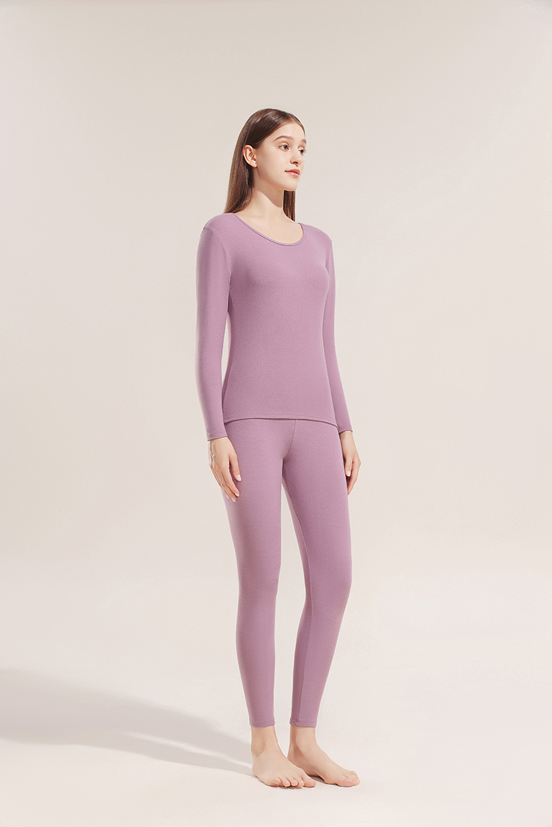 Women's non-marking thermal underwear set thermostatic lock heat fit bottoming shirt and trousers