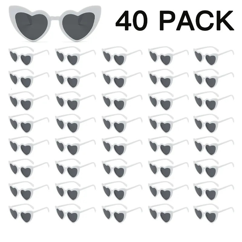 40pcs Fun and Stylish Large Frame Heart-Shaped Glasses - Perfect for Weddings Balls and Couples Parties 250530
