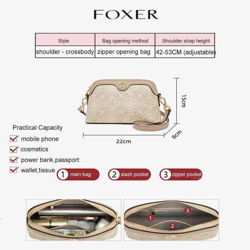 FOXER Chinese style Embroidery Women Shoulder Underarm 2025 New Large Fashion Crossbody Bag Purse Gift for Mom,Wife