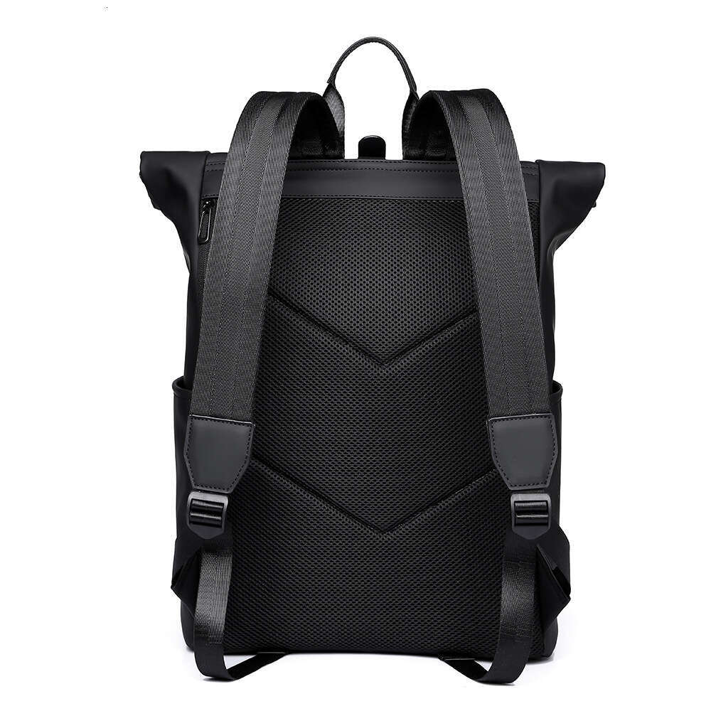 New Men's Outdoor Casual For Work Commute Laptop Bag Trendy Rolled Edge Travel Backpack