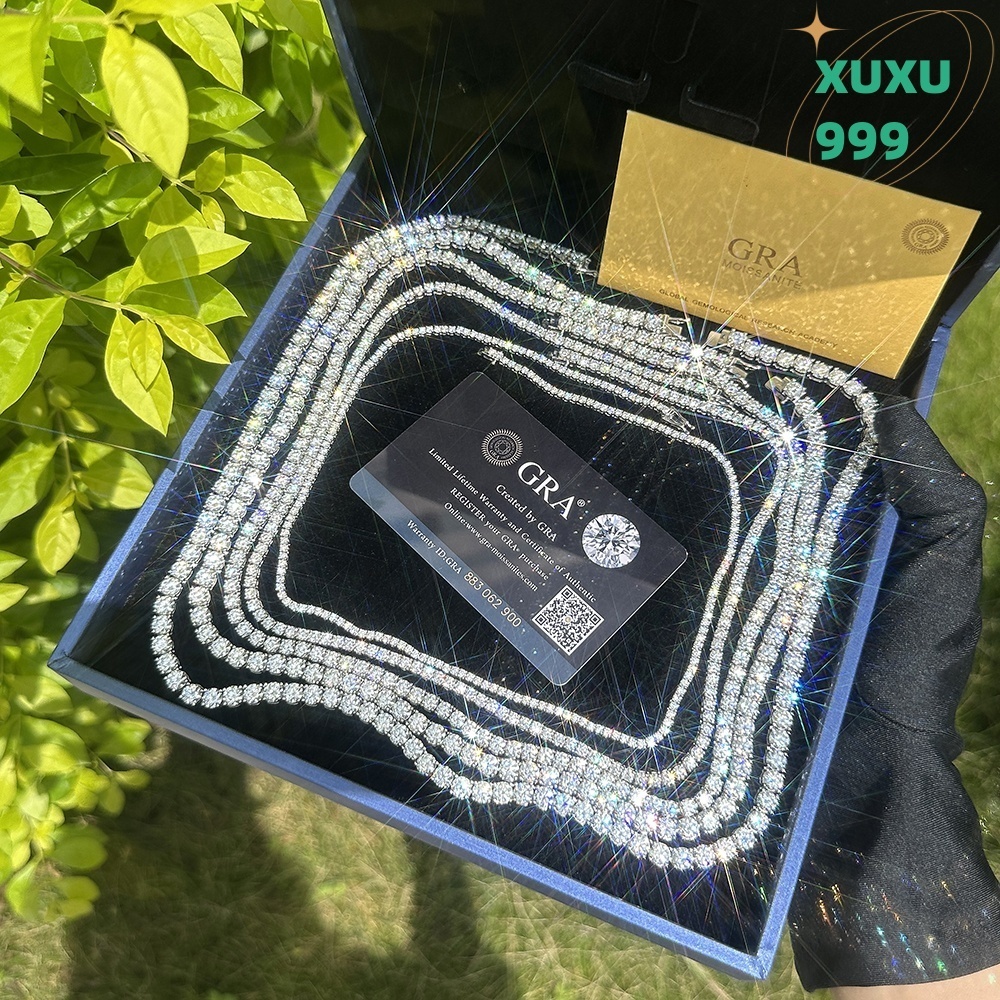 OACOCA Luxury Real 10K 14K Gold Out Diamond Tennis Chain Men Women 2mm 3mm 4mm 5mm Bracelet GRA Certificate Moissanite Necklace
