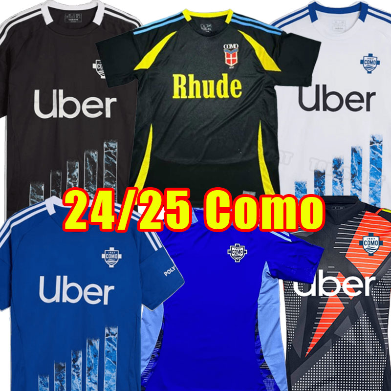 24/25 ComoS Soccer Jerseys 2024 2025 men uomini Home Away third football shirt uniforms top goalkeeper black white blue GK top quality training pre-match 1907
