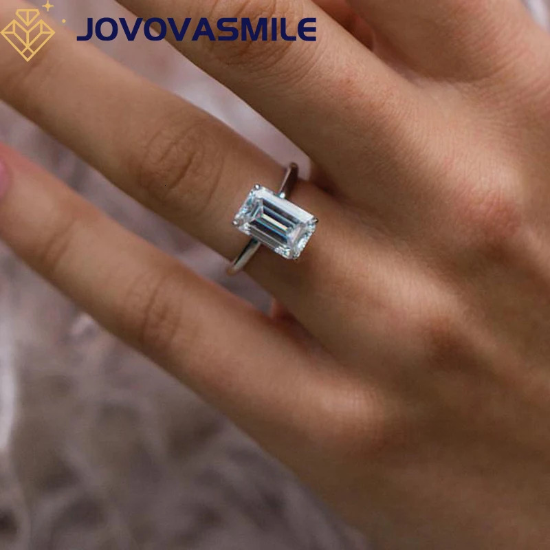 JOVOVASMILE 3.5 Wedding Ring 10.5x7mm Elongated Emerald Cut 18k Gold Solitaire Ring for Woman 250610