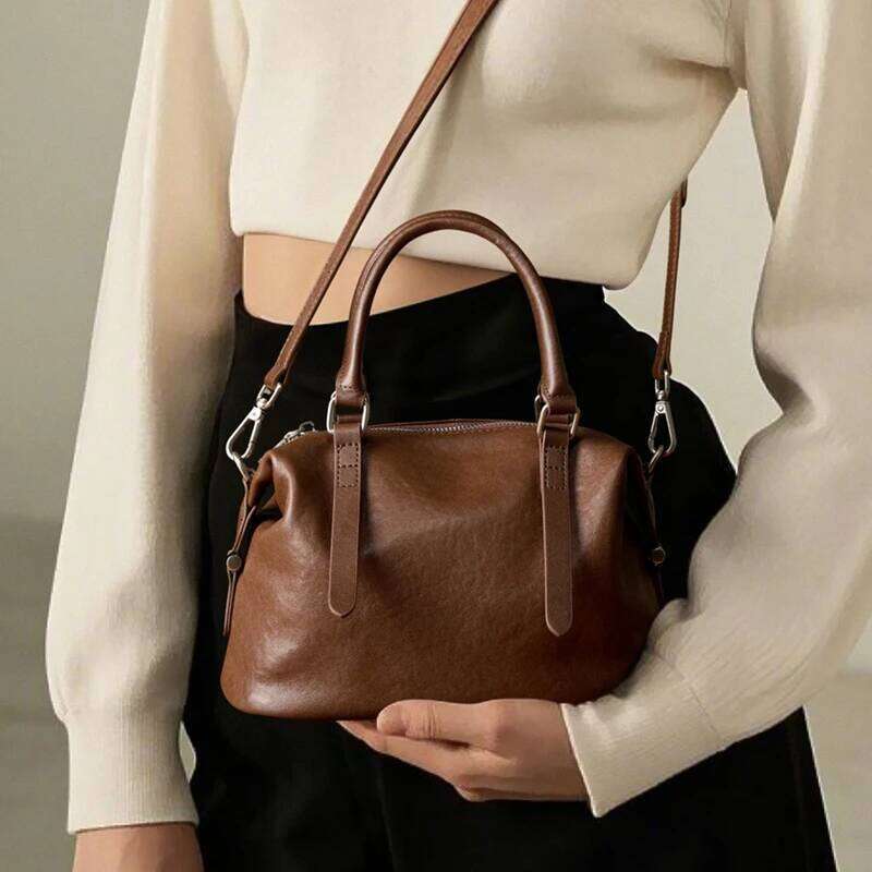 Hifashion Vintage Genuine Leather Handbags For Women 2025 Trend Designer Top Handle Satchel Work Ladies Shoulder Crossbody Bags