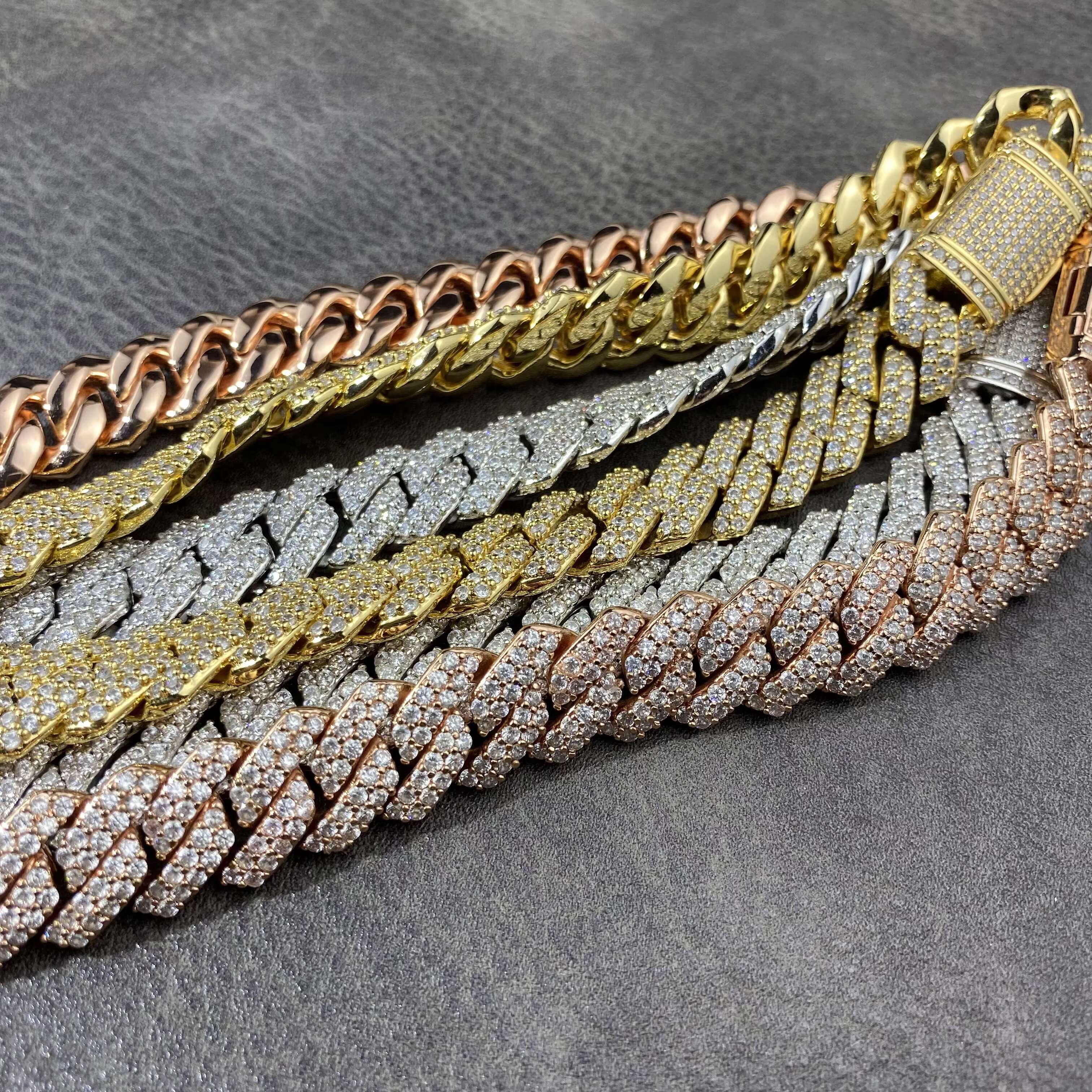 OACOCA Diamond Tester GRA Moissanite Luxury Rapper Hip Hop 925 Silver 14mm Cuban Link Chain Bracelet Custom Hip Hop Fine Jewelry