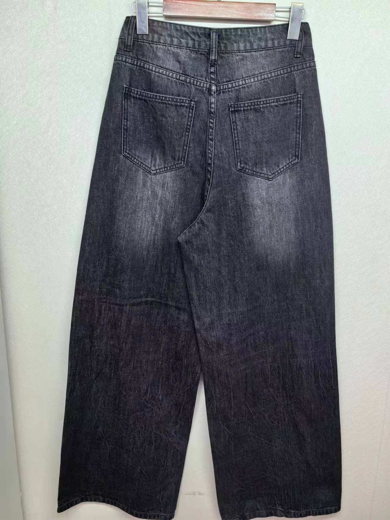 Vintage ripped high waist wide leg jeans factory customized wholesale 840108