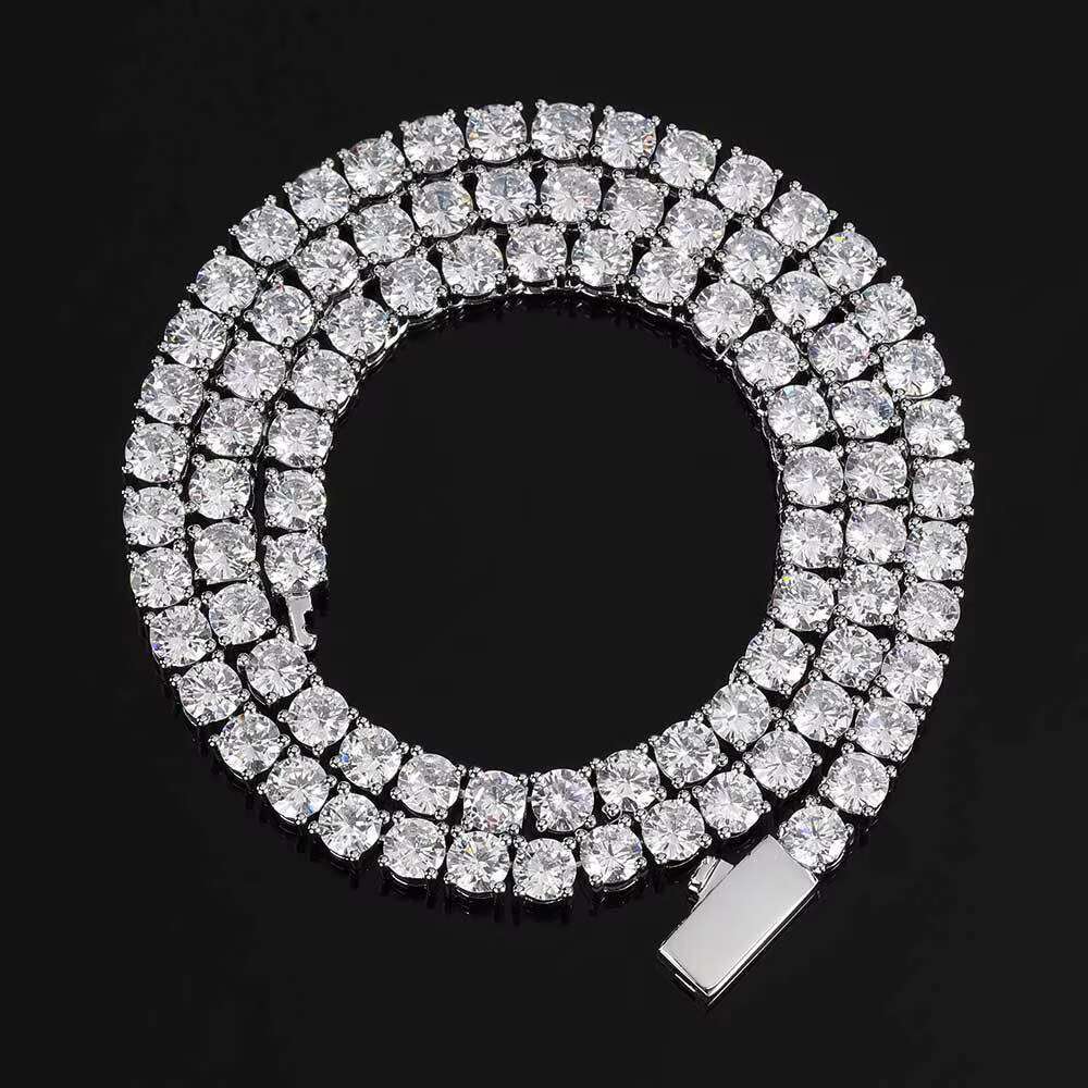 Custom 3mm VVS Moissanite Tennis Chain 925 Sterling Silver White Gold Plated Necklace Women Men Jewelry Diamond Necklace