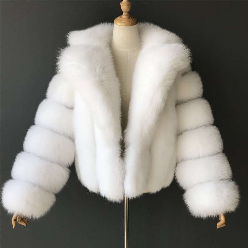 Fox Women's Fashion 2023 Autumn Winter Faux Fur Coat With Blazer Collar