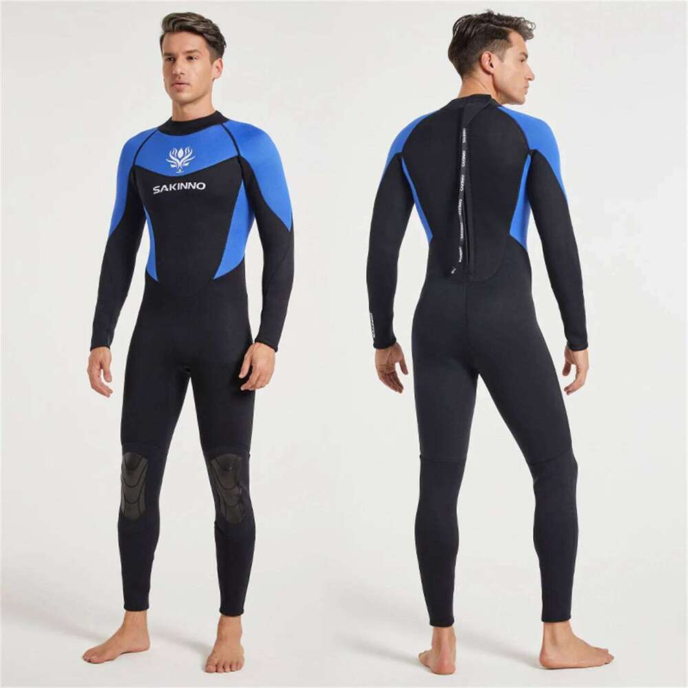 3MM Neoprene Spearfishing Wetsuit Men's One-Piece Diving Suit Surfing Snorkeling Winter Long-Sleeved Thick Thermal Swimsuit