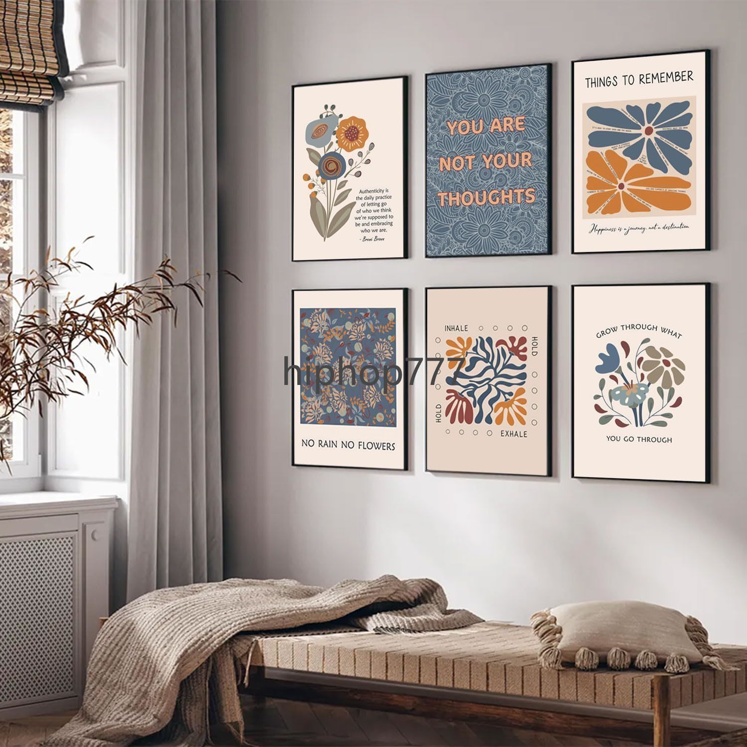 6 Mental Health Posters Bohemian Style Motivational Psychology Wall Decor Pictures Therapy Office Wall Art Inspirational Positive Quotes Canvas Poster