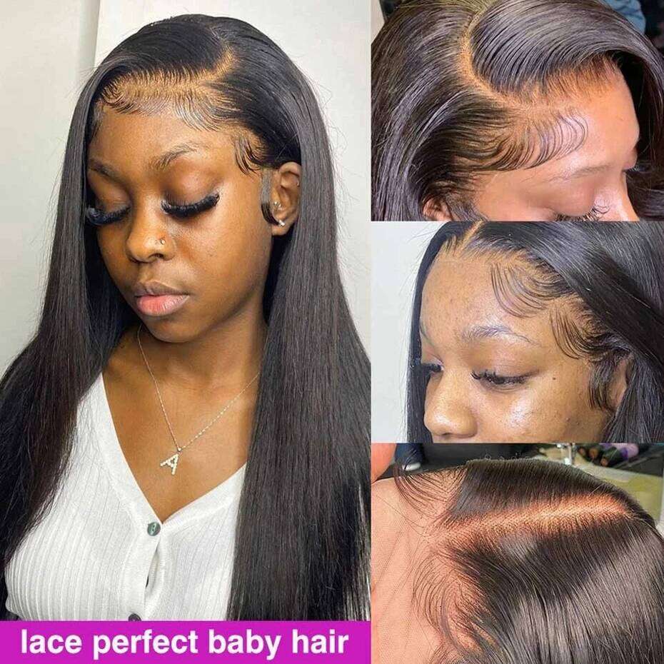 250 density Human Hair Brazilian Hd Transparent Straight 30 40 Inch 13x6 Lace Front wig 360 Wigs For Women 4x4