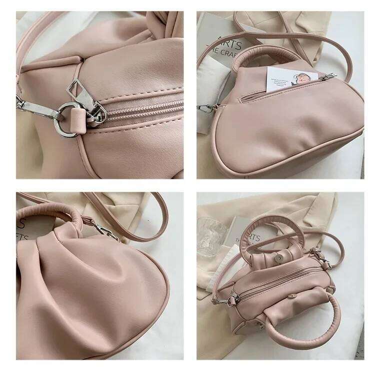 Women's Crossbody Retro Pleated Girls Vintage Cloud Handbag Shoulder Bags Mini Messenger Bag