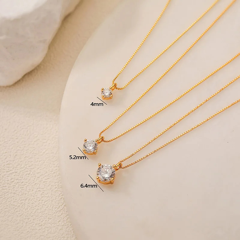 S925 Sterling sliver Gold Plated Necklace Versatile Single Sparkling Zircon Clavicle Chain for Women Wedding Jewelry 250609