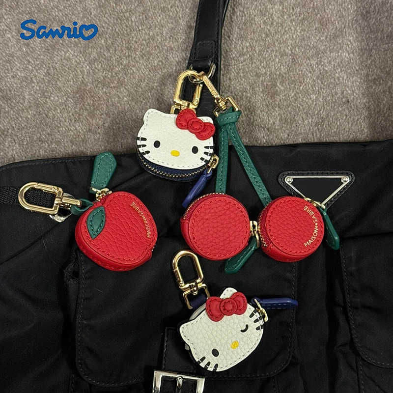 Sanrio Kawaii Cartoon Hello Kitty Keychain Leather Mini Storage Bag Cute Bag Pendant Accessories Decoration Simple Pendant Gifts w250610