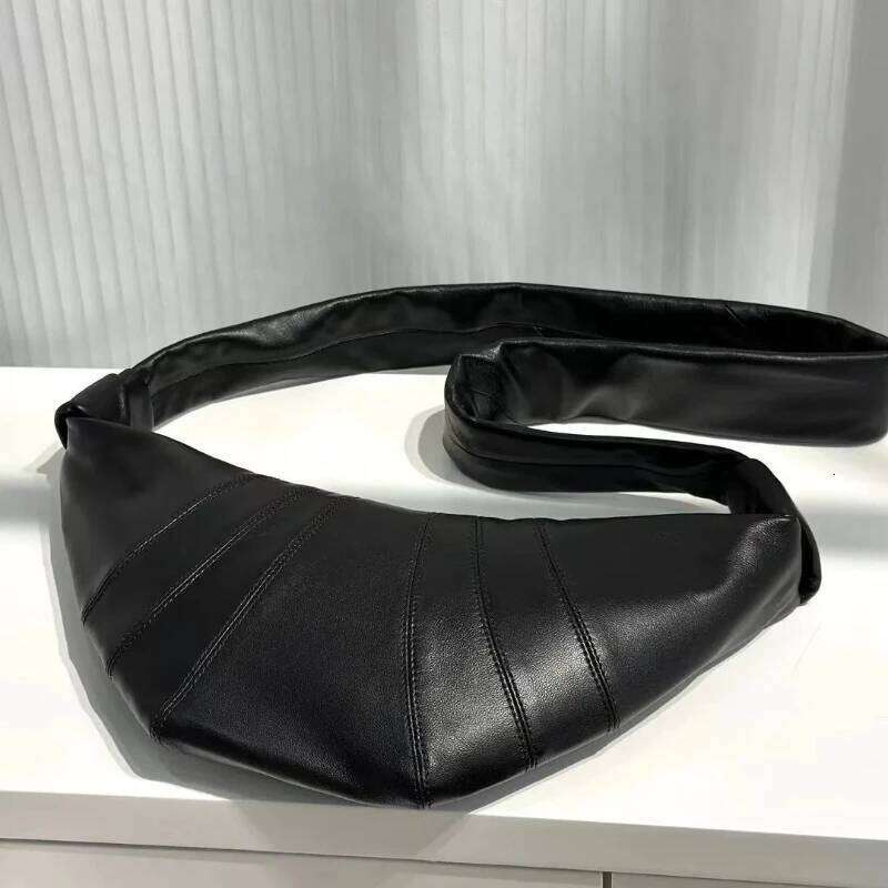Lambskin Croissant Niche Textured Crossbody Chest Waist Brand Genuine Leather Women's Bag