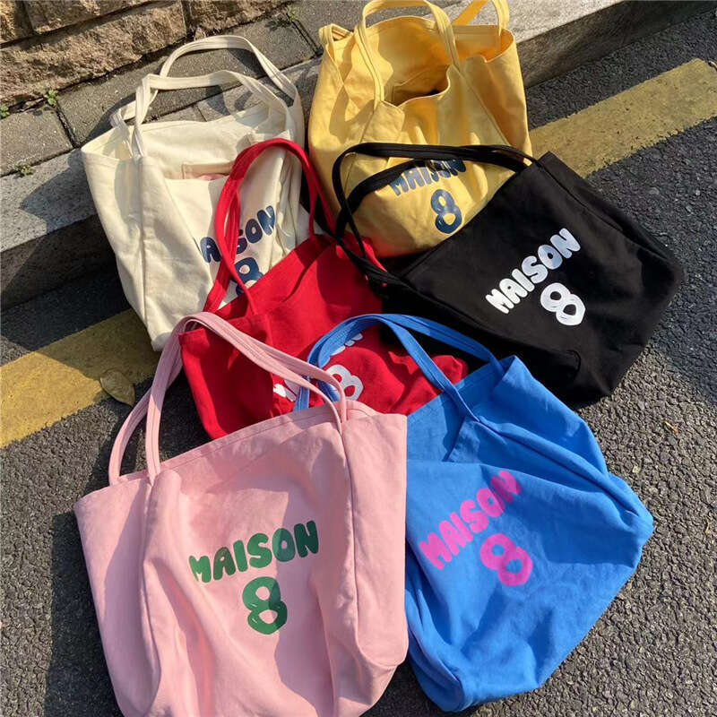 Women's Large Capacity Canvas Tote Bag, Versatile Casual Letter Print Shoulder Bag for Students, Class, and Shopping