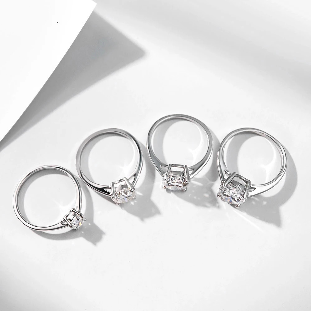 1/2/3/4 Oval Cut Solitaire Diamond Ring GRA Certified 925 Sterling Silver Party Wedding Bands Jewelry for Women 250610