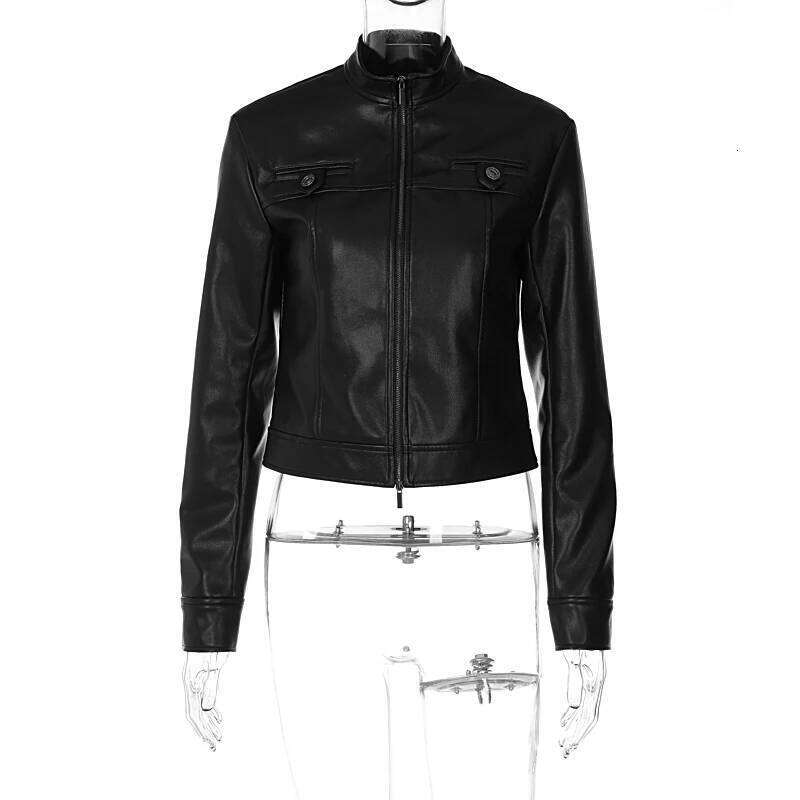 Lygens Leather Long Sleeve Zipper Metal Button Slim Jackets Coats 2023 New Winter Casual Y2K Wholesale Vacation Clothing