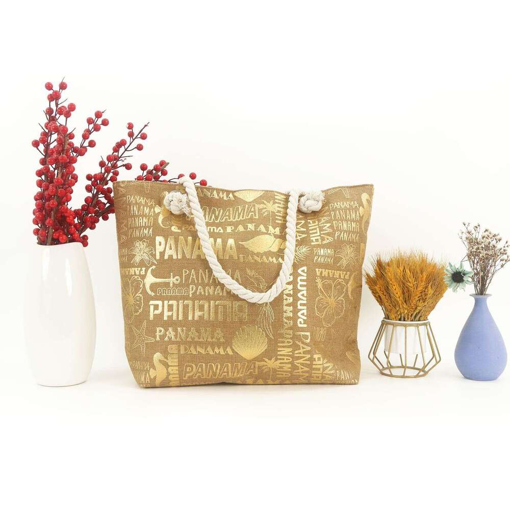New Canvas Foam Craft Large Capacity Fashion Trend Letter Print Women's Shoulder Beach Tote Bag