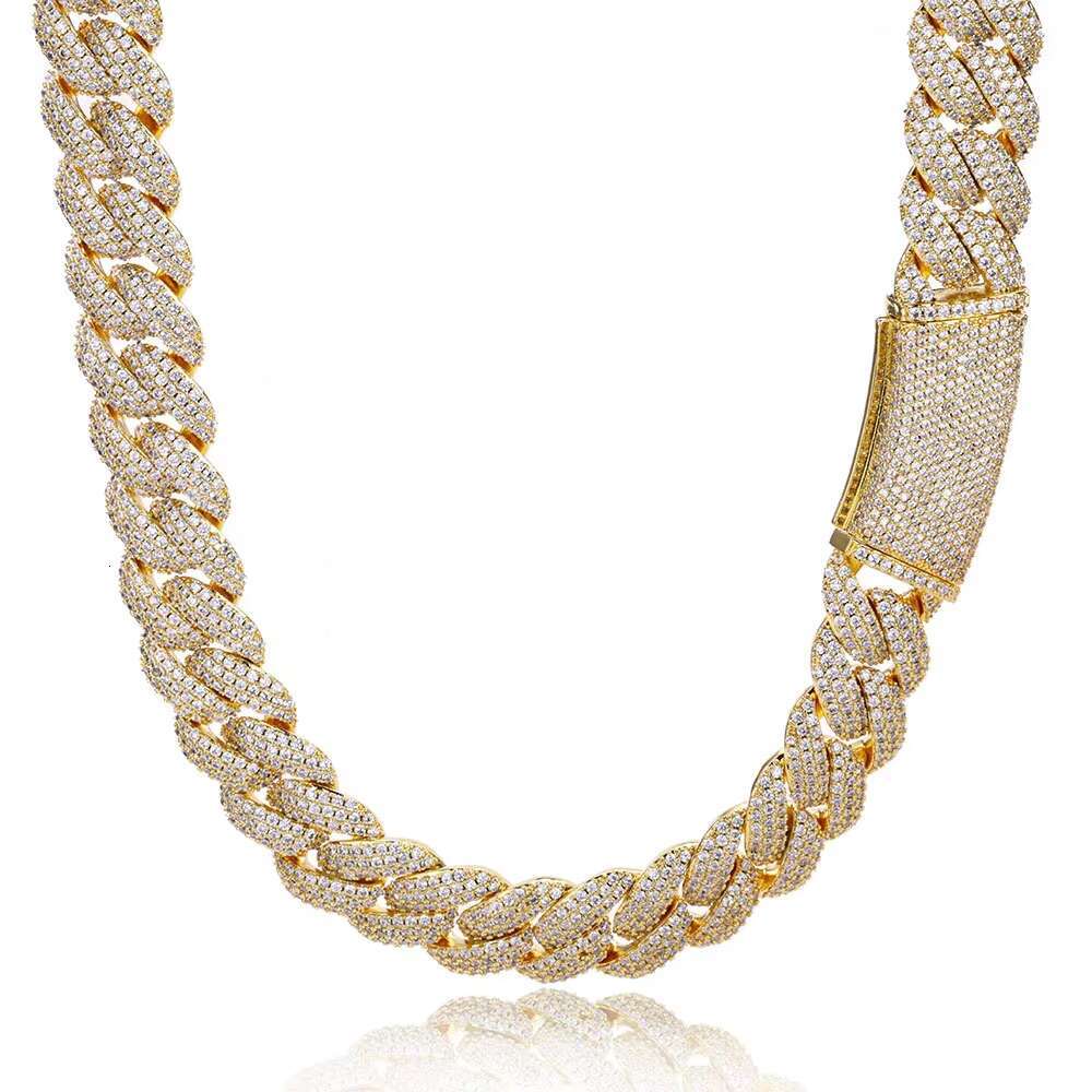 OACOCA Hip Hop S925 Silver Moissanite Cuban Chain Necklace for Men 18k Gold Plated Necklaces for Women Fine Jewelry Iced Out Necklace