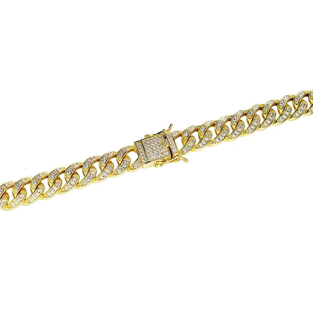 OACOCA Cuban Mens Necklaces Silver 14k White Gold Moissanite Stone Setting Jewelry Vermeil Iced Out 9mm Cuban Link Chain