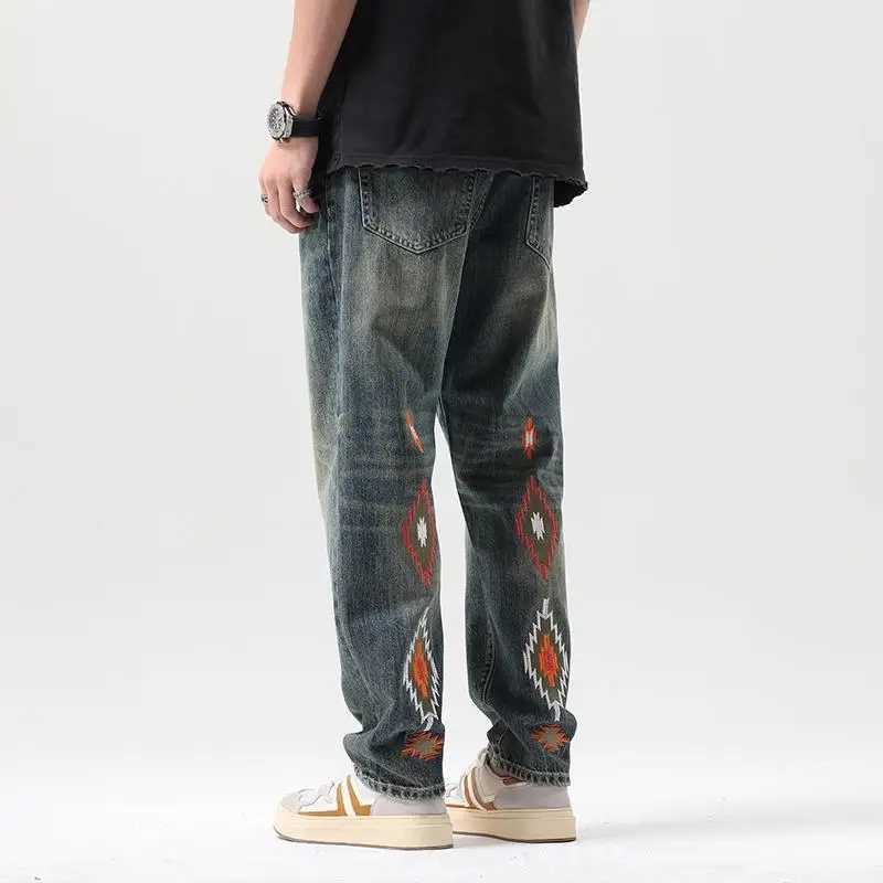 Mens Cowboy Pants Straight Graphic Summer Jeans for Men Grunge Y2k Stylish Aesthetic Korean Fashion Trousers Cheap Vintage Washed M250610