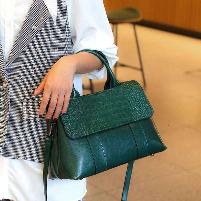 Genuine Leather Women's Bags Designer Women Tote Retro Large Capacity Crossbody Shoulder Bag Cowhide Handbags