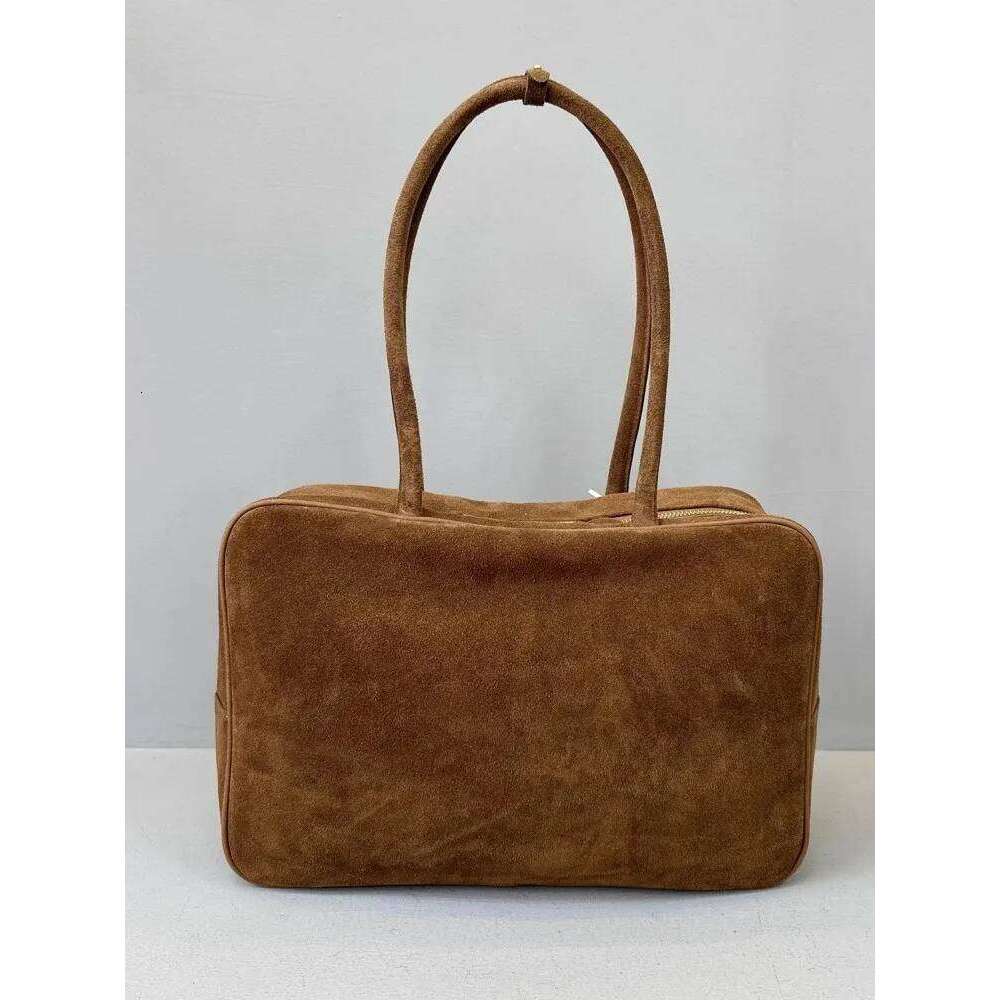 Autumn Winter Retro Suede Cowskin Tote Handbag Women Large Capacity Genuine Leather Armpit Bags Office Lady Single Shoulder Bag
