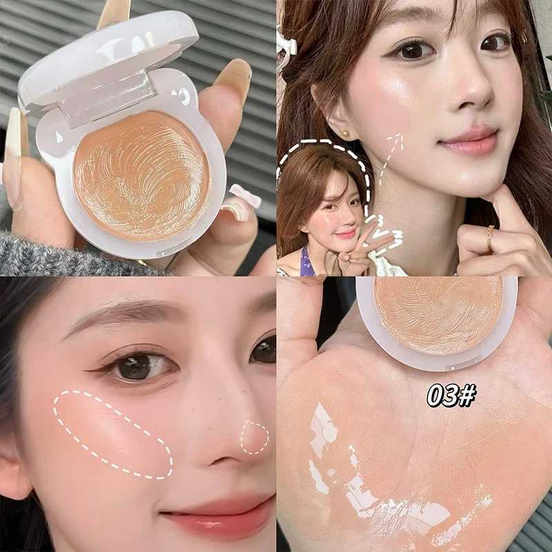 QIBEST Face Blush Hydrating Cream Beauty Girl Nude Makeup Natural Smudge Blush Palette Cheek Tint Highlighter Cosmetics BlusherXJ250609