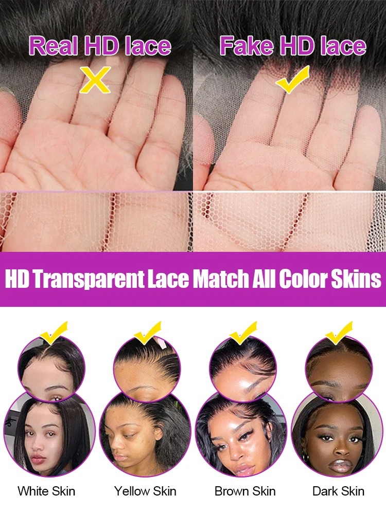 250 Density Straight 13x4 HD Black Lace Frontal Wigs Glueless 30 40 Inch 13x6 Lace Front Human Hair Wig Bone Closure Wear Go Synthetic For Women