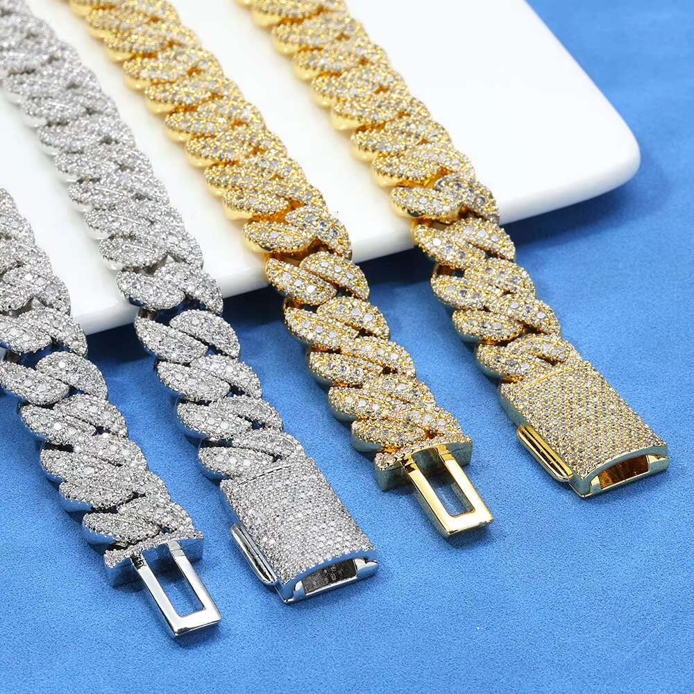 Premium Gold Plated Moissanite Cuban Chain Necklace for Men Streetwear Style 925 Sterling Silver Jewelry Moissanite Chain OACOCA