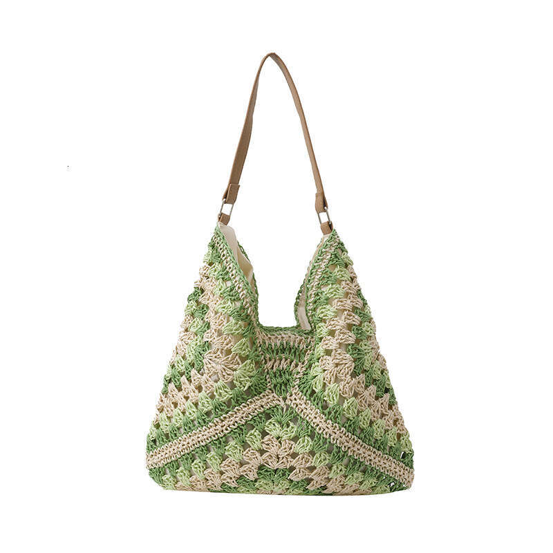 Straw Beach Tote New Spring Summer Large Capacity Woven For Women Single Shoulder Hollow Straw Bag Vacation Beach Sand Straw Large Tote