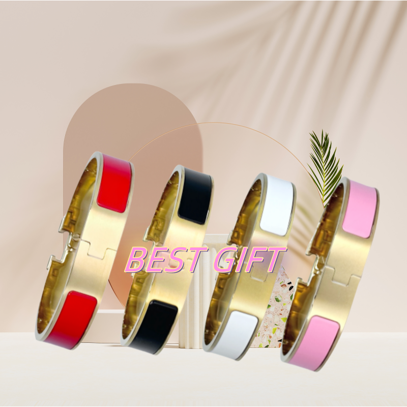 Luxury Jewellery bracelet designer Classic Letter Bracelet Couple's jewlery designer for women 18k Gold Rose Gold Silver Tri-Colour Bangle 12mm Wide Size 17/19