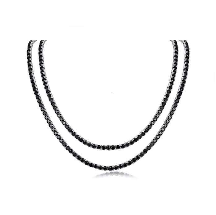 OACOCA Mens Hip Hop Style 6.5mm Tennis Chain Necklace with 1Ct Black Moissanite 18k White Gold Plated Silver