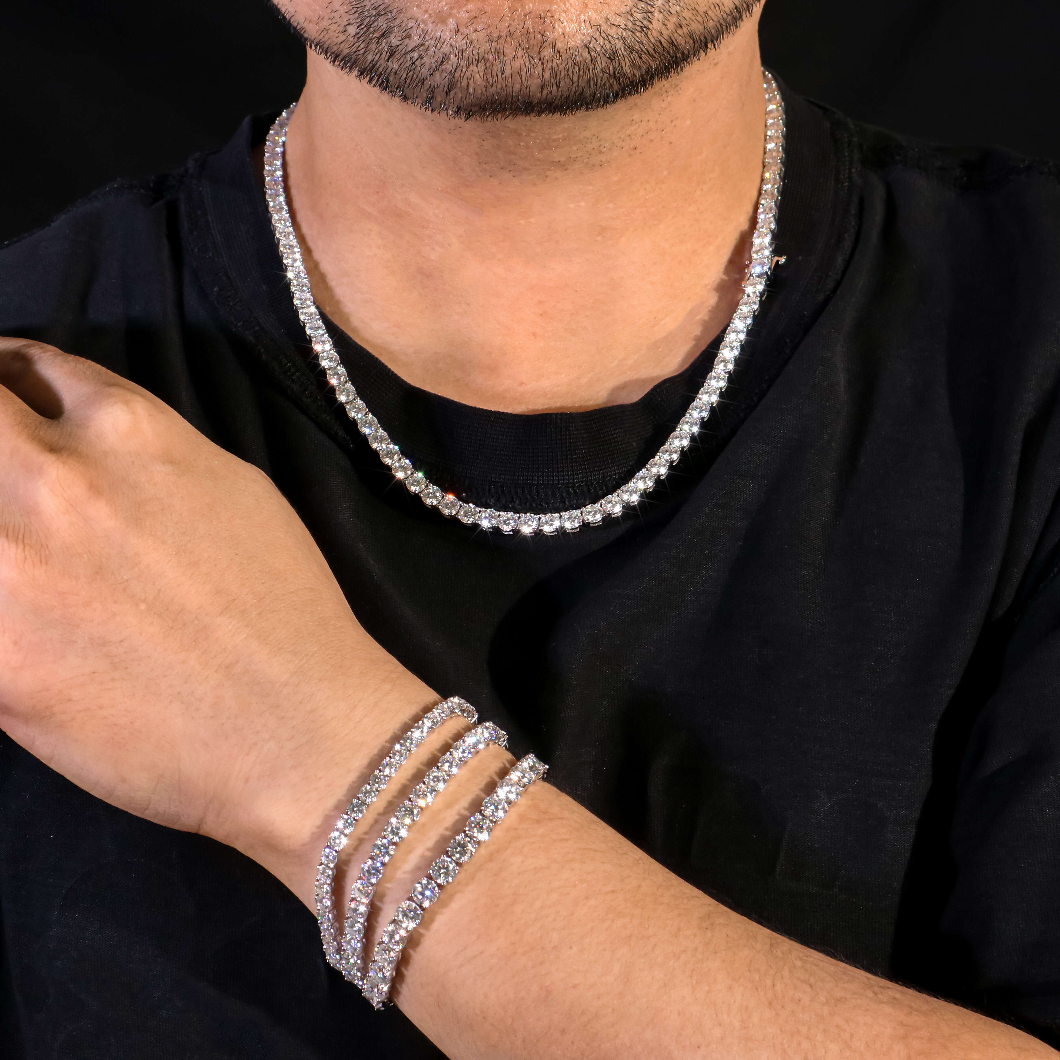 OACOCA 3mm 4mm Tennis Bracelet 925 Sterling Silver Moissanite Bracelet Iced Out Moissanite Tennis Chain