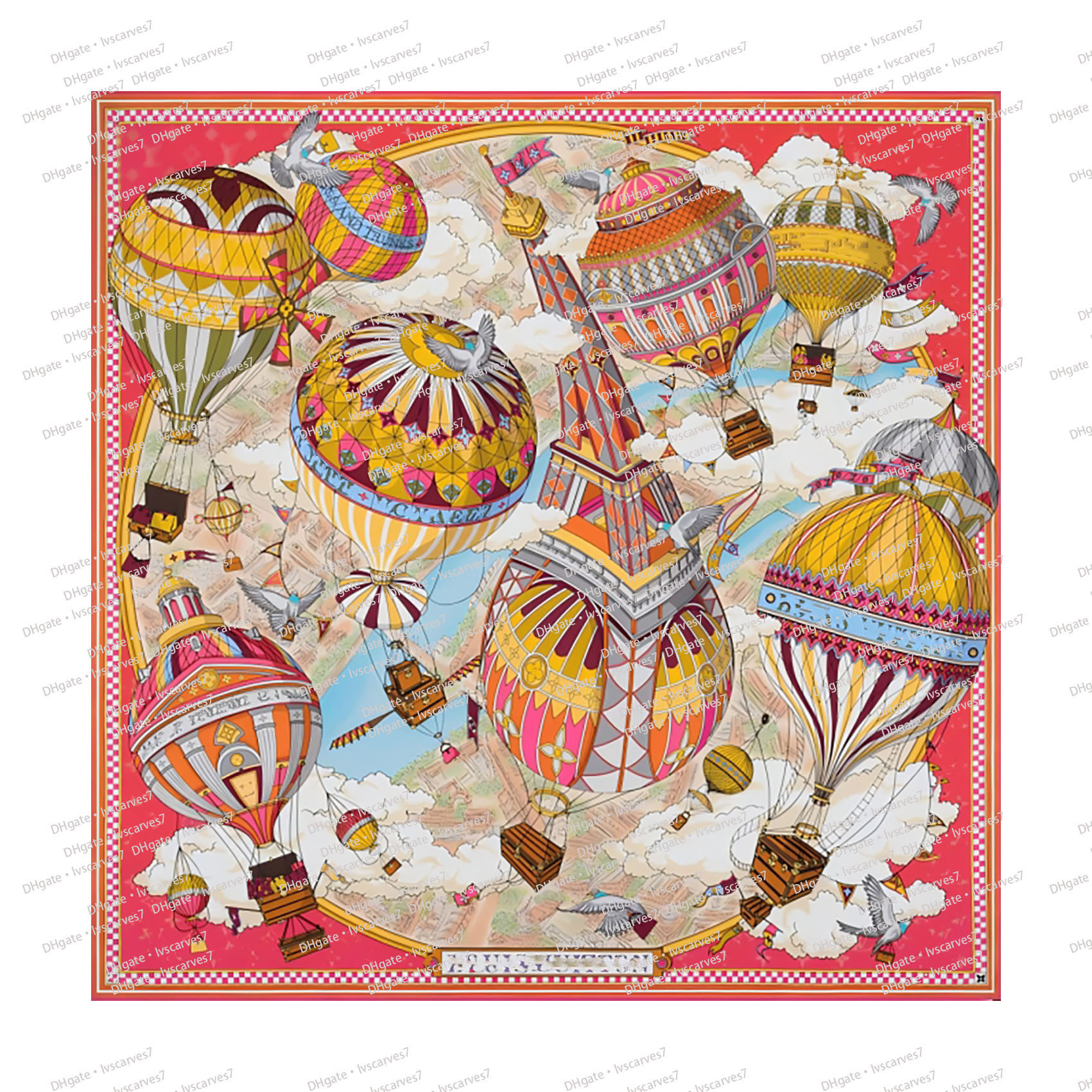 2025 from the cloud square square bandeau silk new square scarf Murakami designer women brand neck tie designer scarf for women hair thin scarves neck fashion classic