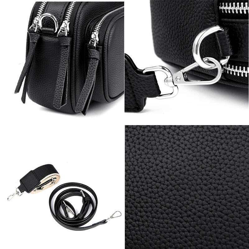 100%Genuine Leather Crossbody For Women Shoulder Messenger Bag Handbag Female Solid Color Cowhide Multilayer Tote Sac