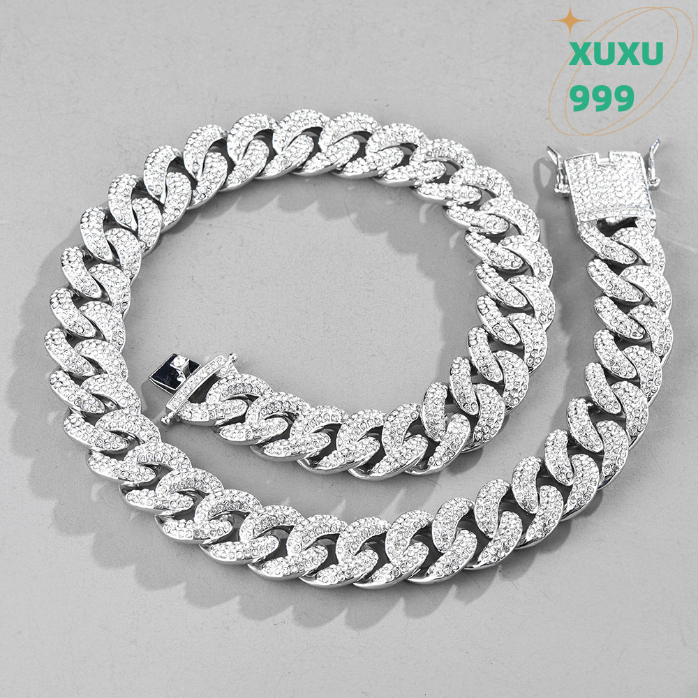 OACOCA Fashion Full of Diamond Cool Cuban Gold Chain Jewelry Hip Hop Jewelry Diamond Icy Mens Cuban Chain Necklace for Women