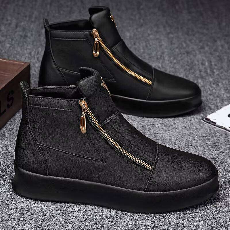 High-top Double Zipper Fashion Sports Shoes Trendy Men's British Style All-match Casual Boots