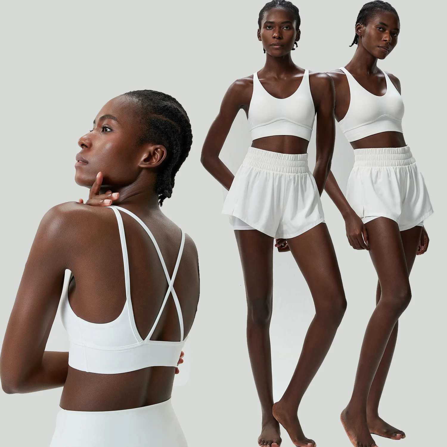 2 Pieces Fitness Yoga Set Female Workout Clothes Women Outdoor Running Suit Summer Breathable Quick Dry Short Sportswear 250609