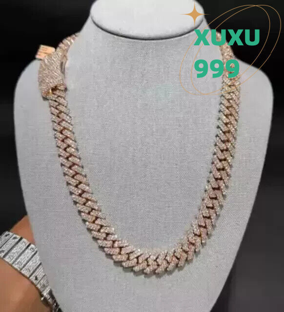 OACOCA 14MM 16Ct round Cut Moissanite Cuban Link Chain Mens 925 Sterling Silver Diamond Necklace Iced Style