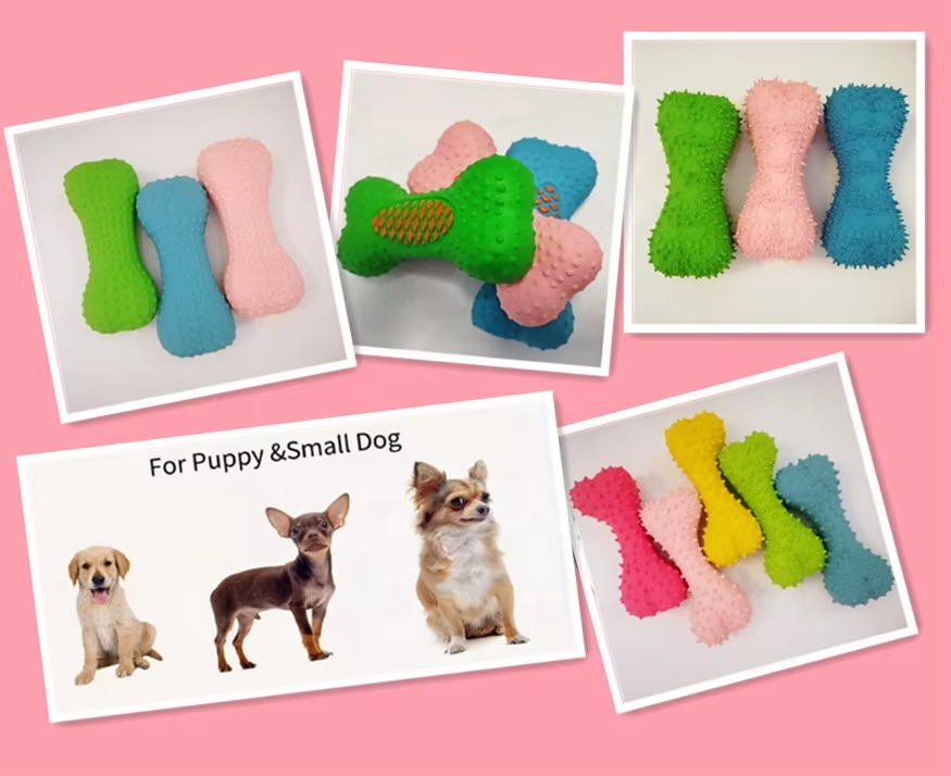 Latex Rubber Bone Dog Toy Factory Direct Sale Pet Products Natural L Squeaky Dog Chew Toy 8pcs/Pack