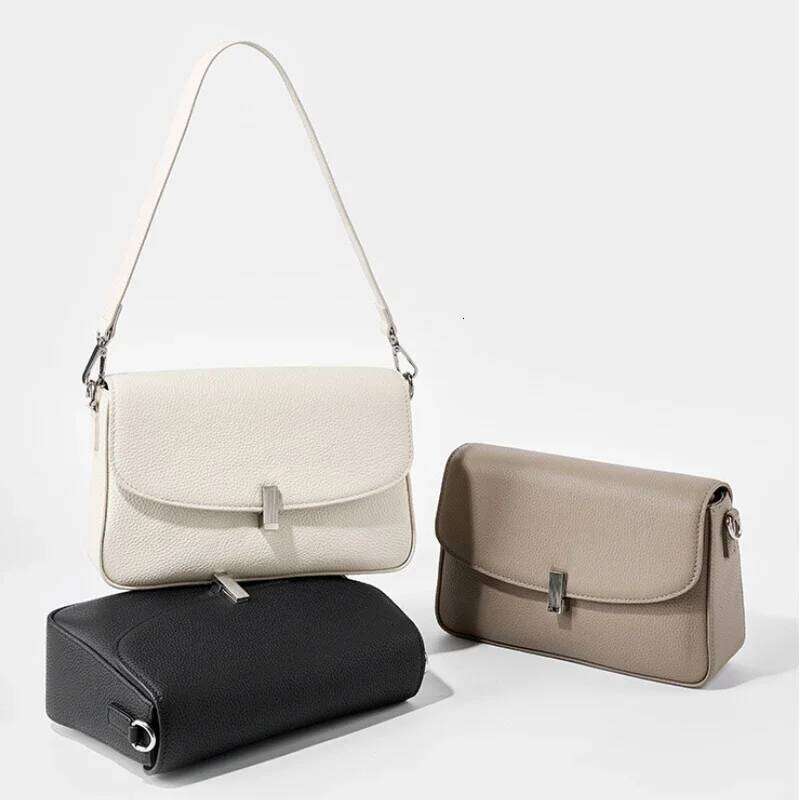 Women's Handbag 2024 New Genuine Leather Versatile Small Square Head Layer Cowhide Underarm High Quality Shoulder Bag