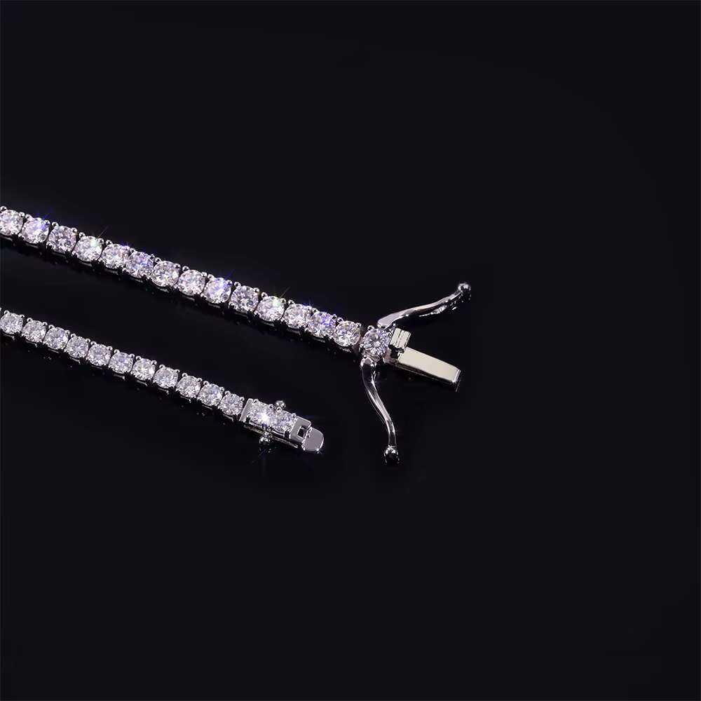 U02B Abiding Custom 925 Sterling Silver White Moissanite Diamond Tennis Bracelet S925 3mm 5mm Round Moissanite Tennis Bangle