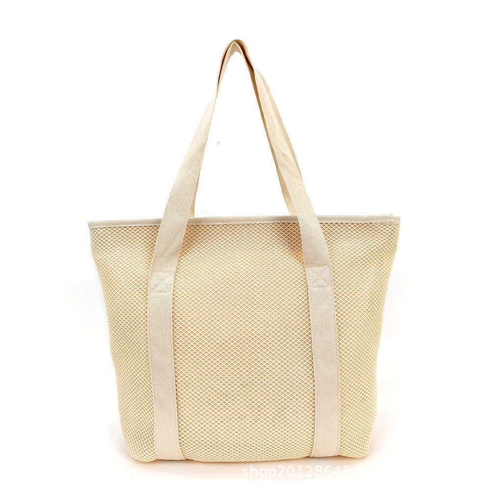 Mesh Bag Women, Handheld Shoulder, Large Capacity, Breathable, Water-Draining, Hollow Design, Suitable For Shopping, Yoga, Beach, Swimming, And Leisur