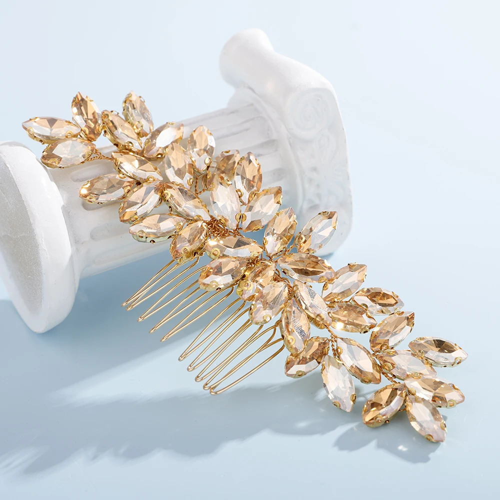 Fashion Rhinestone Hair Comb for Bridal Headpiece 9 Color Wedding Hair Accessorie Handmade Tiara Headdress Party Headwear 250610