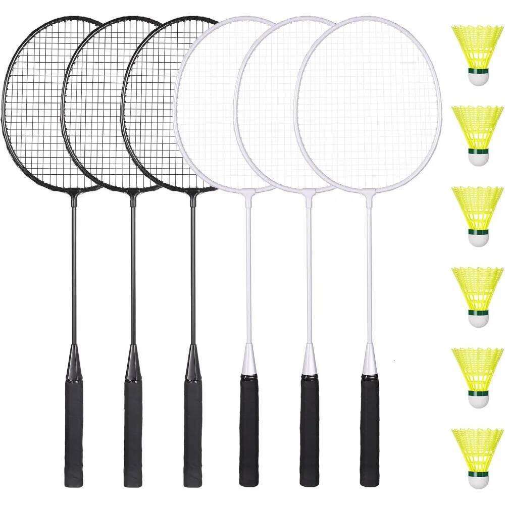 Rackets Shuttles, Lightweight Badminton Set of 6 for Outdoor Backyard Games, Racquets with Durability