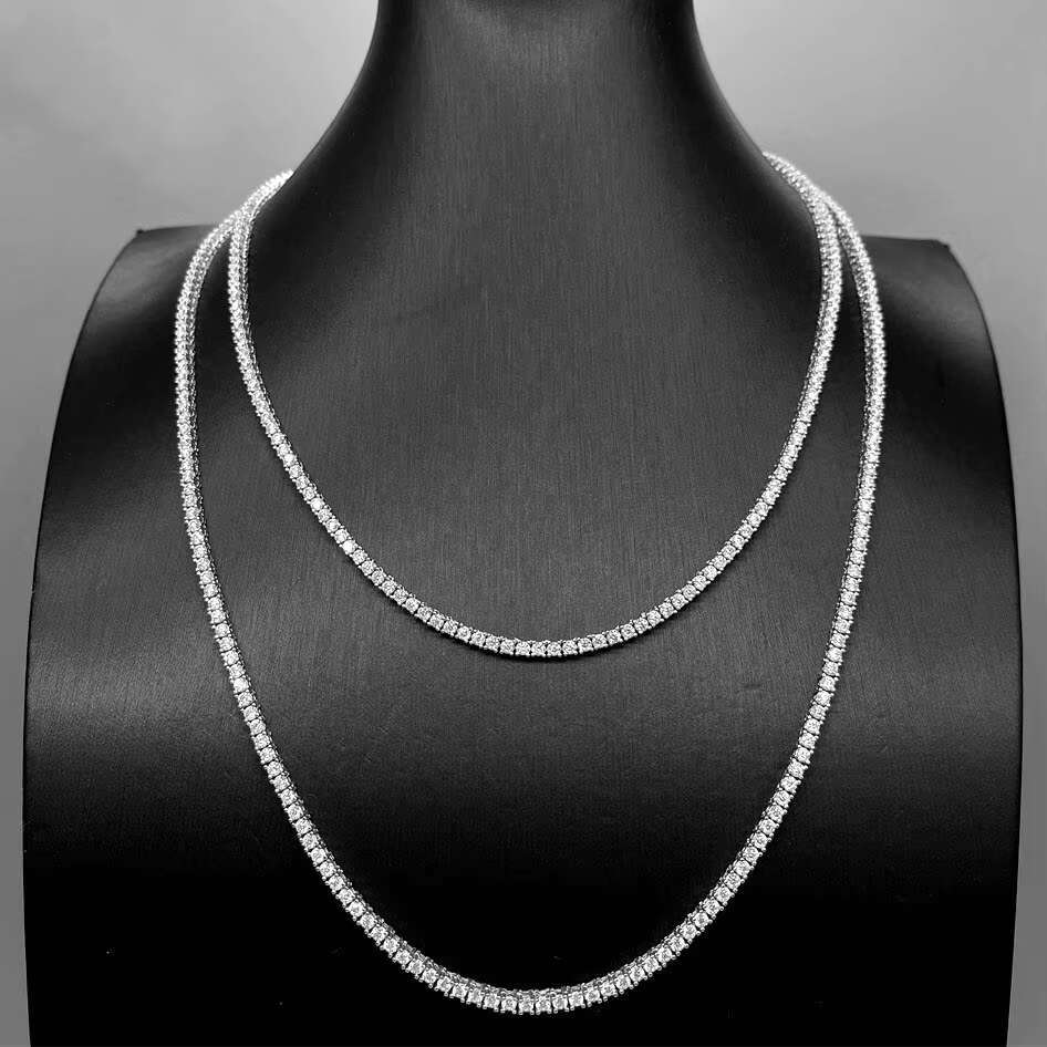 OACOCA Hip Hop 925 Silver Cuba Chain VVS Moissanite Diamond Tennis Chain Necklace Bracelet Jewelry Men Women Ice Out Necklace hot