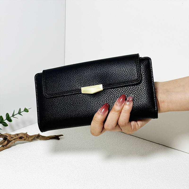 Free Shipping 2025 New Designer Bag Lychee Texture Women's Long Wallet High-end Multi Slot Leather Card Bag Exquisite And Practical Coin Bag